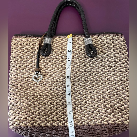 BRIGHTON Braided Straw Wicker Woven Brown Shopper Tote - Picture 15 of 16
